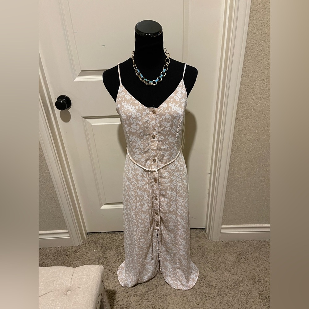 Sienna Sky Cream Maxi Sundress with Spaghetti Straps